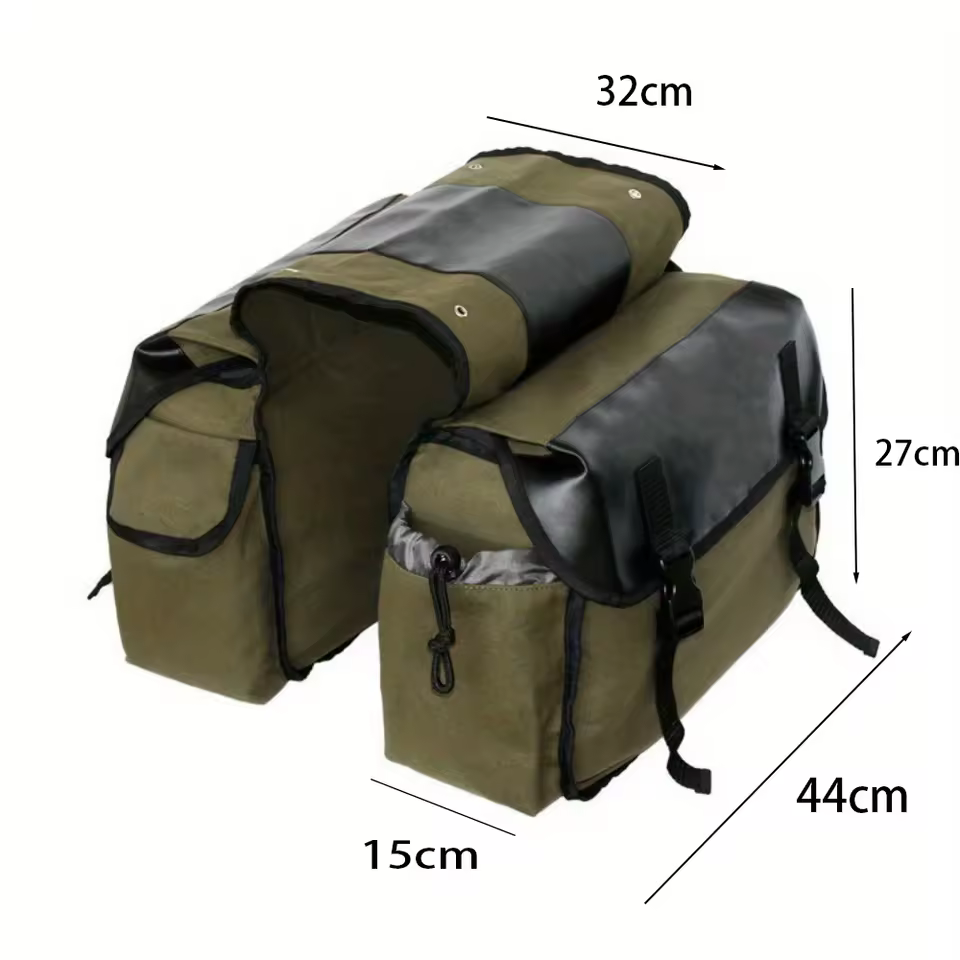 Canvas & Leather Bicycle Rear-Rack Pannier Bag product reference image