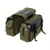 Canvas & Leather Bicycle Rear-Rack Pannier Bag Military green color SKU reference