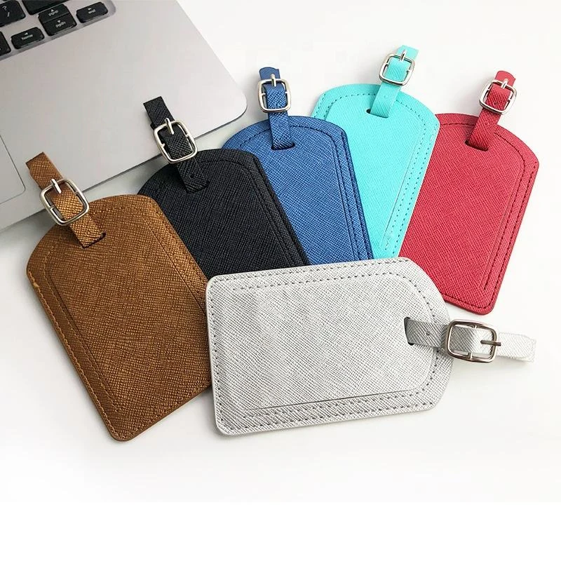 Custom PU Leather Flip-Top Luggage Tag, 7 × 11 cm product reference image