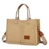 Canvas Tote Bag with Dual Front Pockets and Adjustable Strap Camel color SKU reference