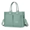 Canvas Tote Bag with Dual Front Pockets and Adjustable Strap Green color SKU reference