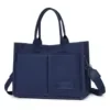 Canvas Tote Bag with Dual Front Pockets and Adjustable Strap Blue color SKU reference