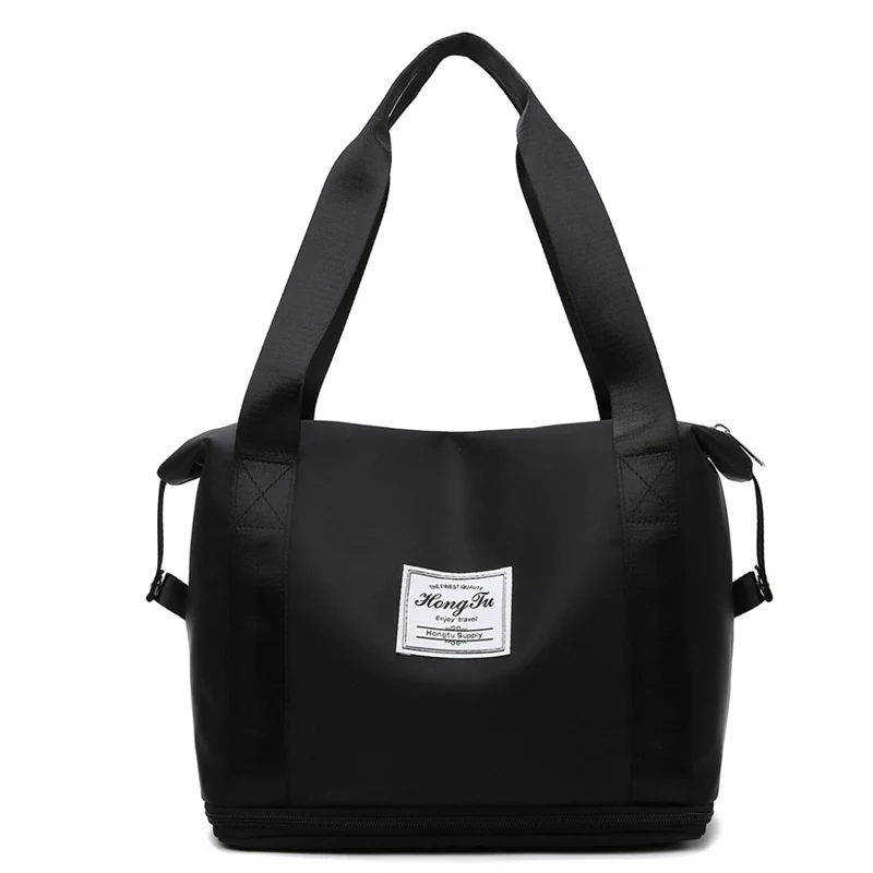 Two-Size Overnight Travel Tote with Wet-Dry Storage Black color SKU reference