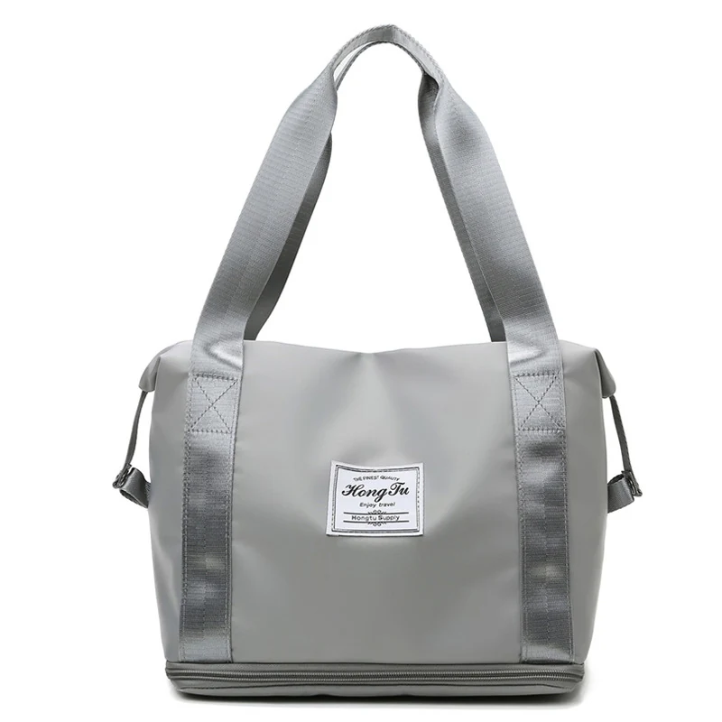 Two-Size Overnight Travel Tote with Wet-Dry Storage Gray color SKU reference
