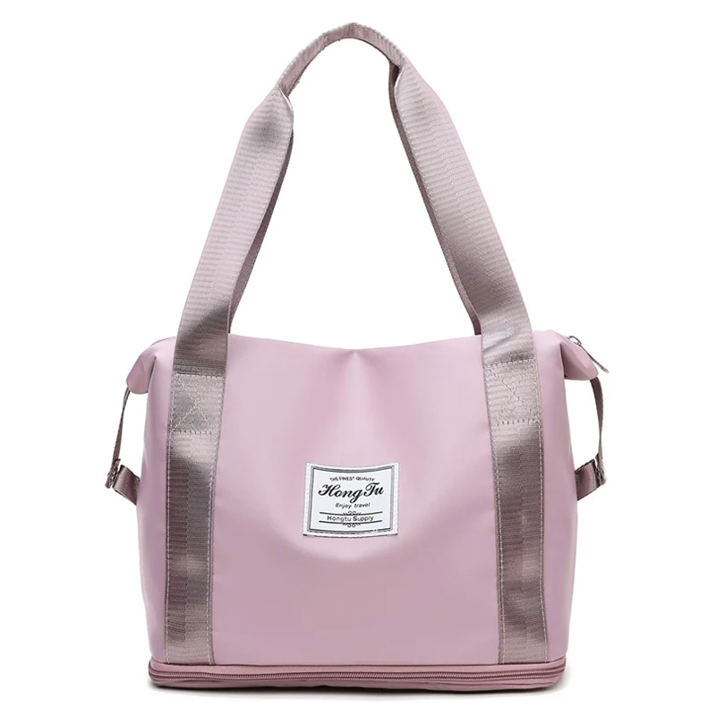 Two-Size Overnight Travel Tote with Wet-Dry Storage Pink color SKU reference