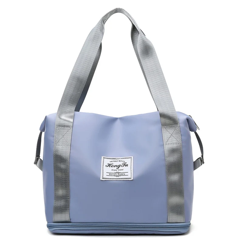 Two-Size Overnight Travel Tote with Wet-Dry Storage Blue color SKU reference