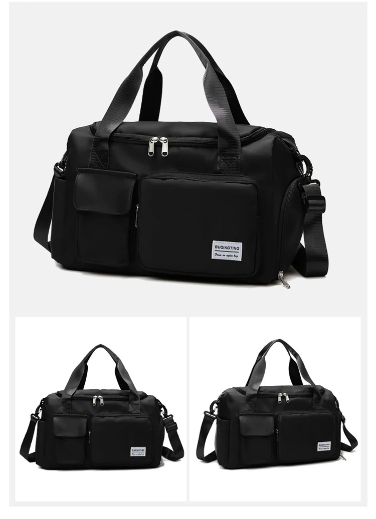 Two-Size Sports Travel Duffle with Shoe Storage Black color SKU reference
