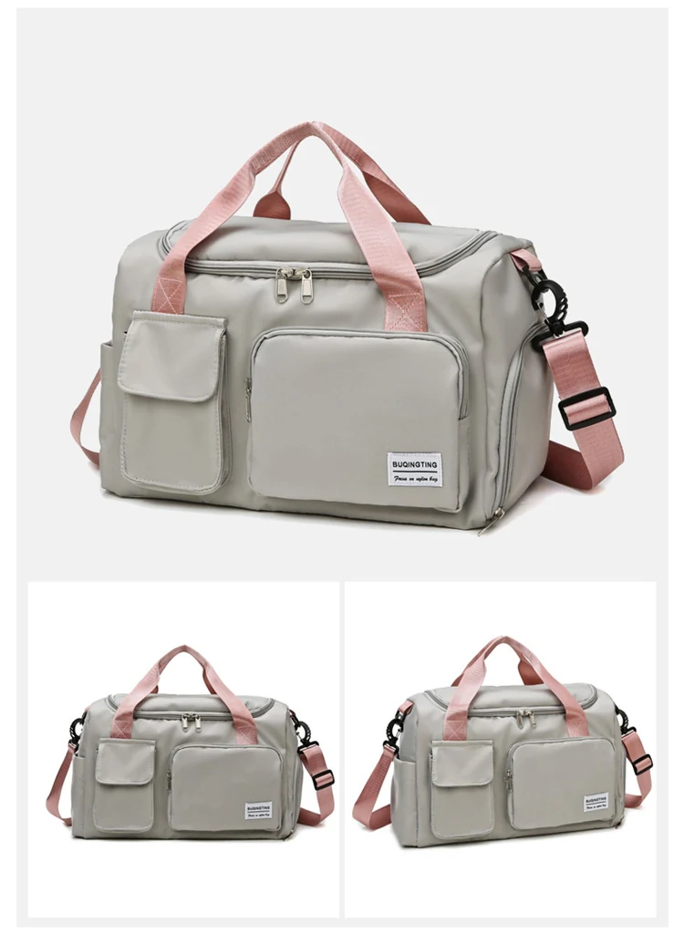 Two-Size Sports Travel Duffle with Shoe Storage Gray color SKU reference
