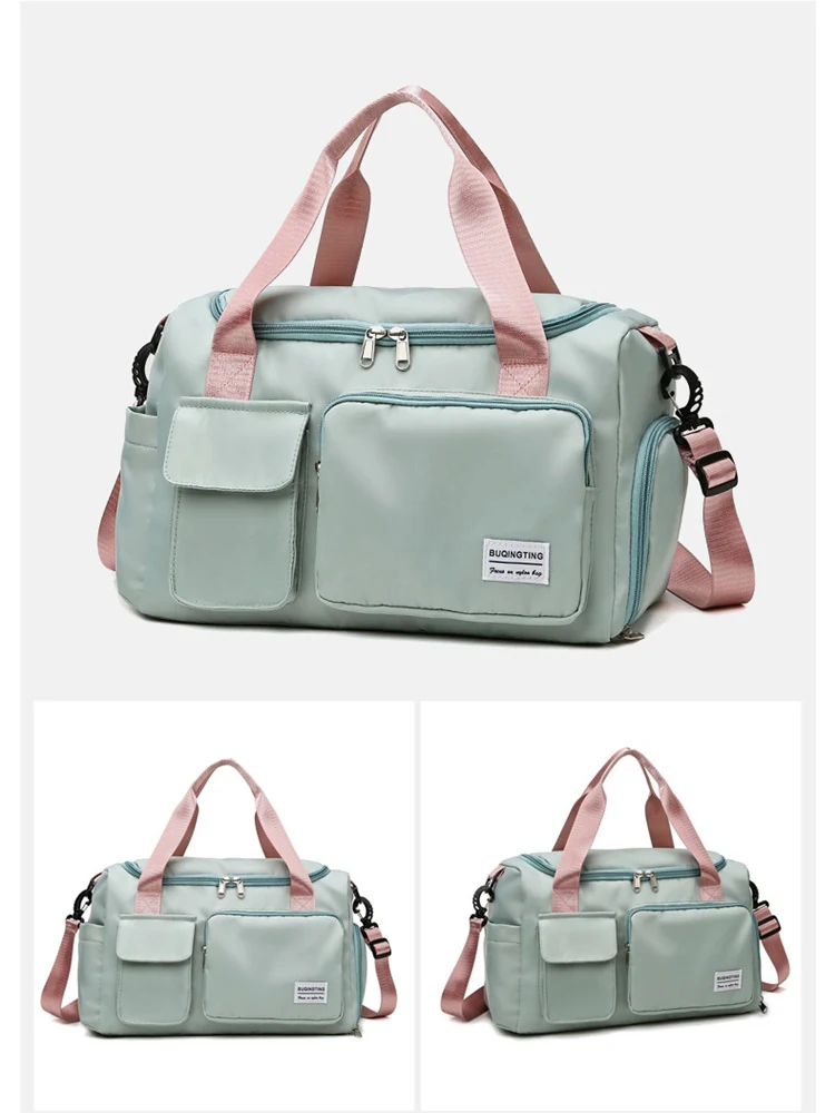 Two-Size Sports Travel Duffle with Shoe Storage Green color SKU reference