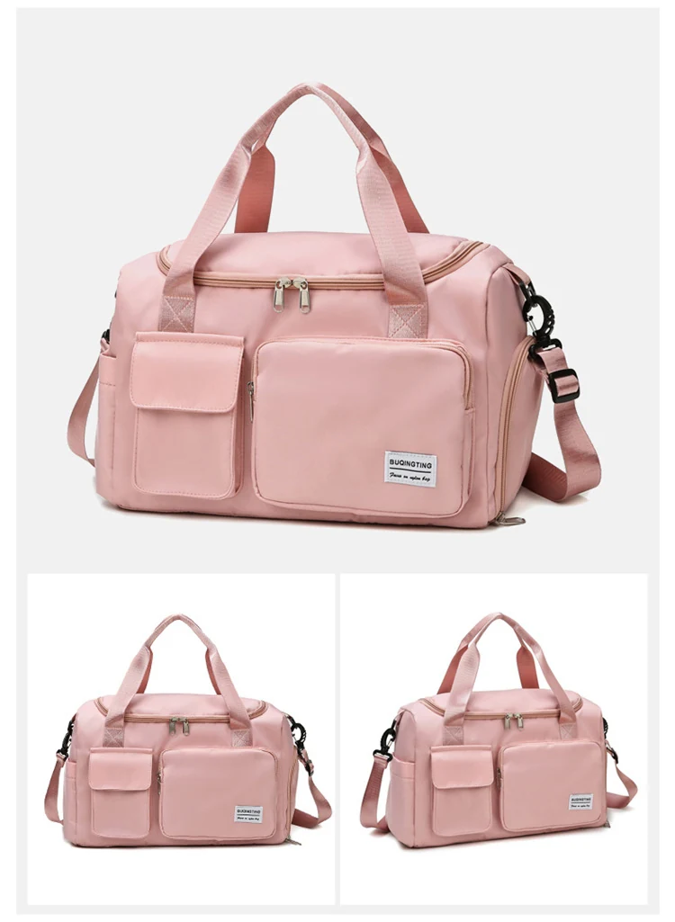 Two-Size Sports Travel Duffle with Shoe Storage Pink color SKU reference