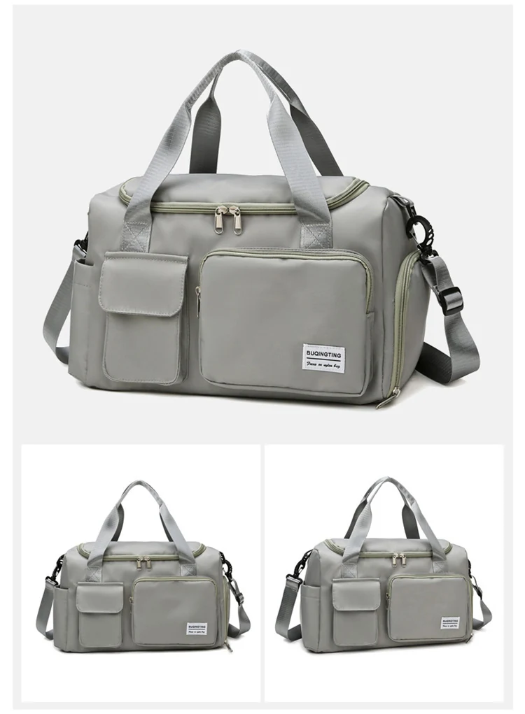 Two-Size Sports Travel Duffle with Shoe Storage Gray2 color SKU reference