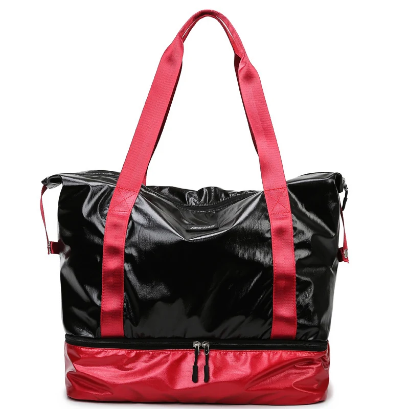 Color-Block Sports Duffle with Shoe Compartment Black + Red color SKU reference