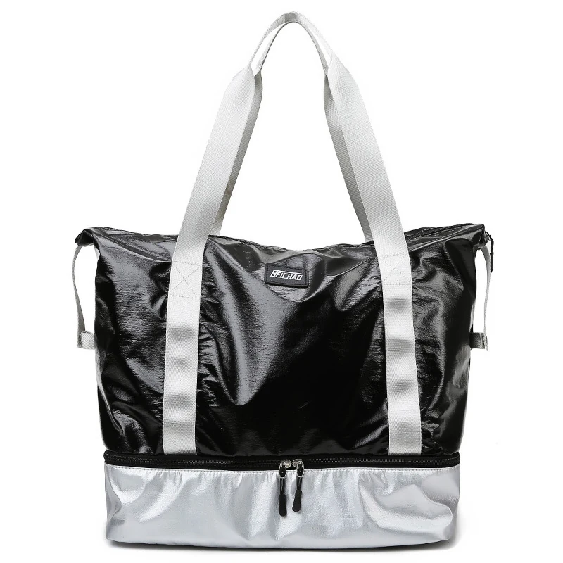 Color-Block Sports Duffle with Shoe Compartment Black + White color SKU reference