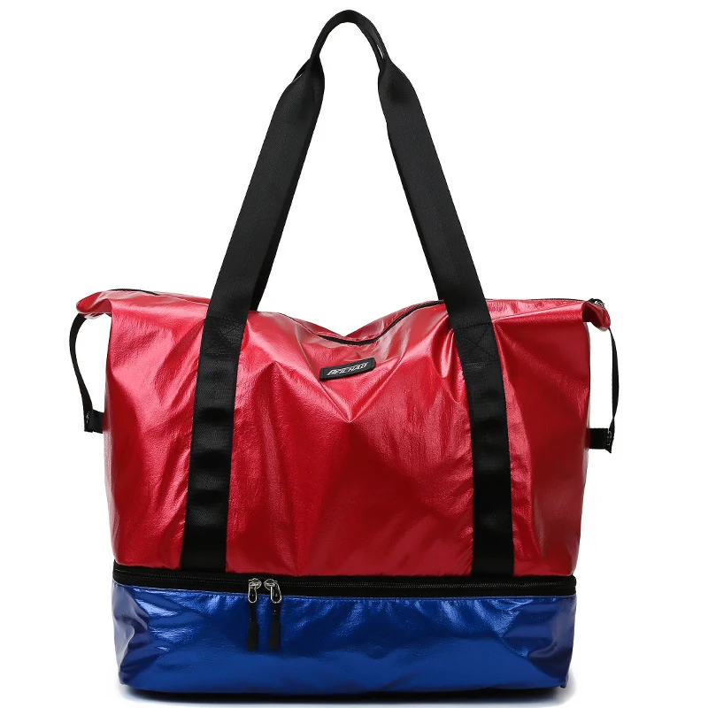 Color-Block Sports Duffle with Shoe Compartment Red + Black color SKU reference