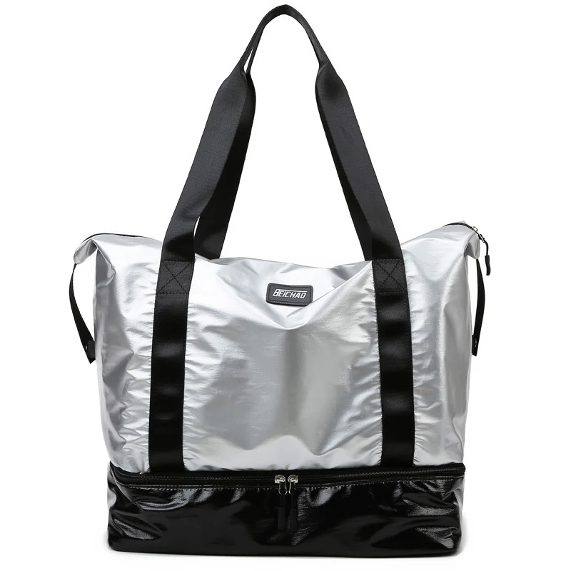 Color-Block Sports Duffle with Shoe Compartment White + Black color SKU reference