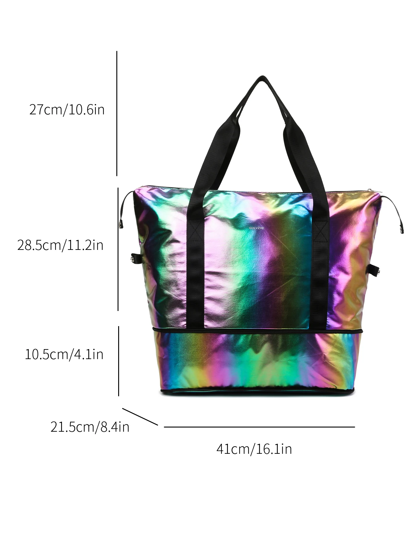 Mermaid Pearlescent Expandable Travel Tote Black color SKU reference