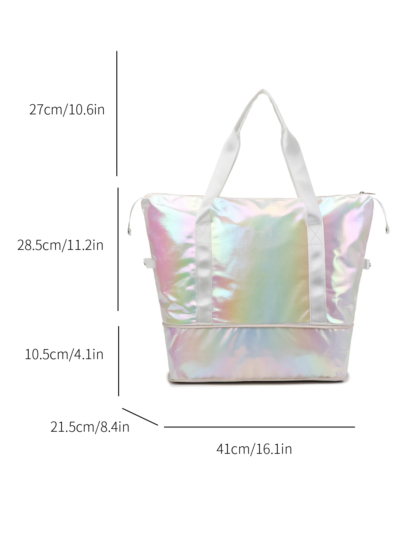 Mermaid Pearlescent Expandable Travel Tote White color SKU reference