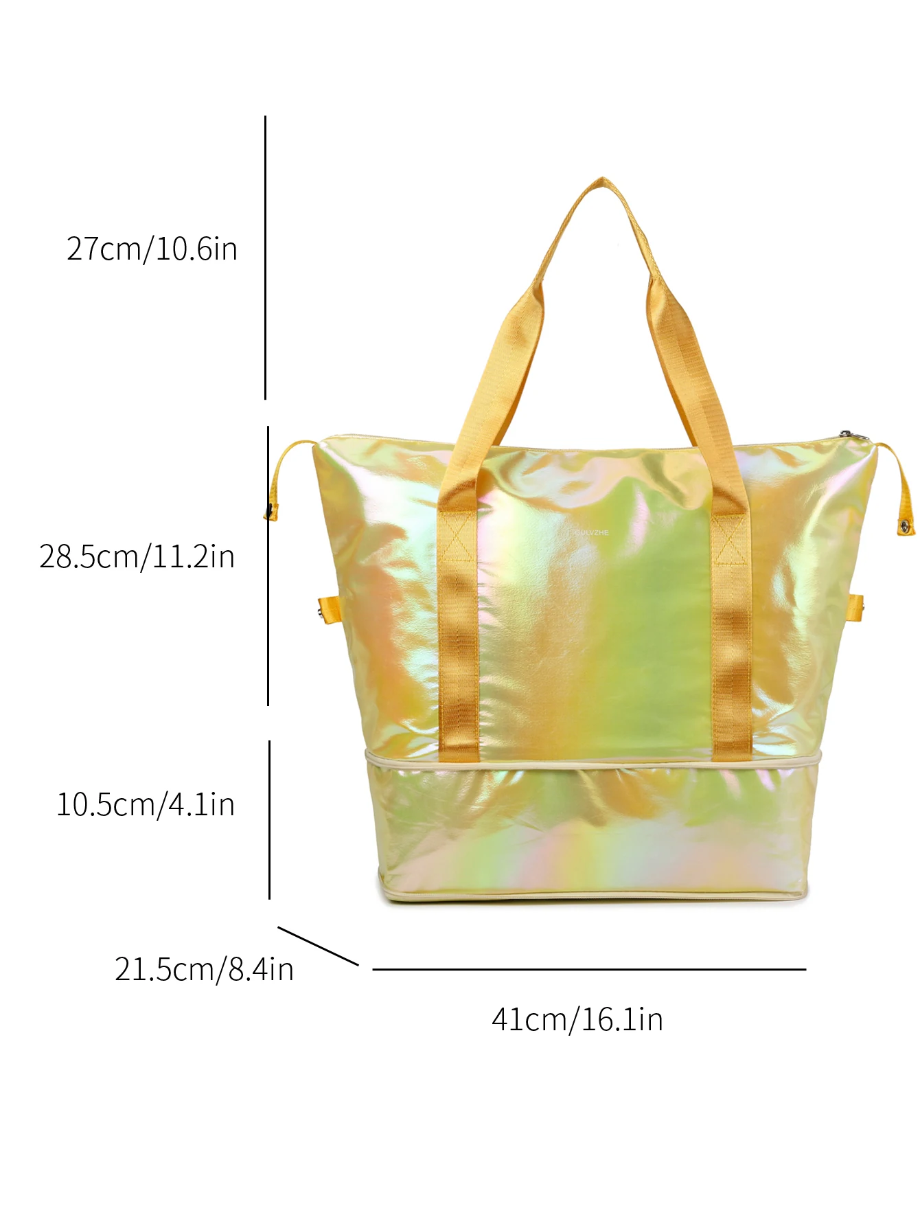 Mermaid Pearlescent Expandable Travel Tote Yellow color SKU reference