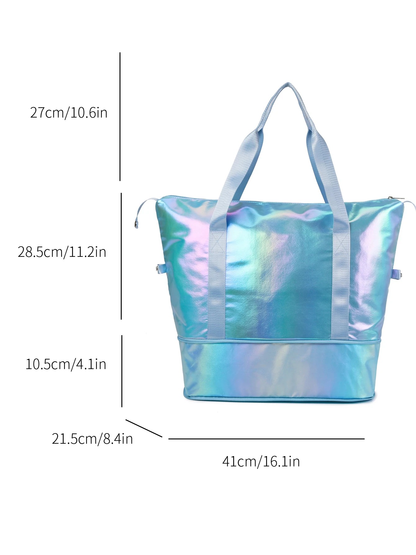 Mermaid Pearlescent Expandable Travel Tote Blue color SKU reference