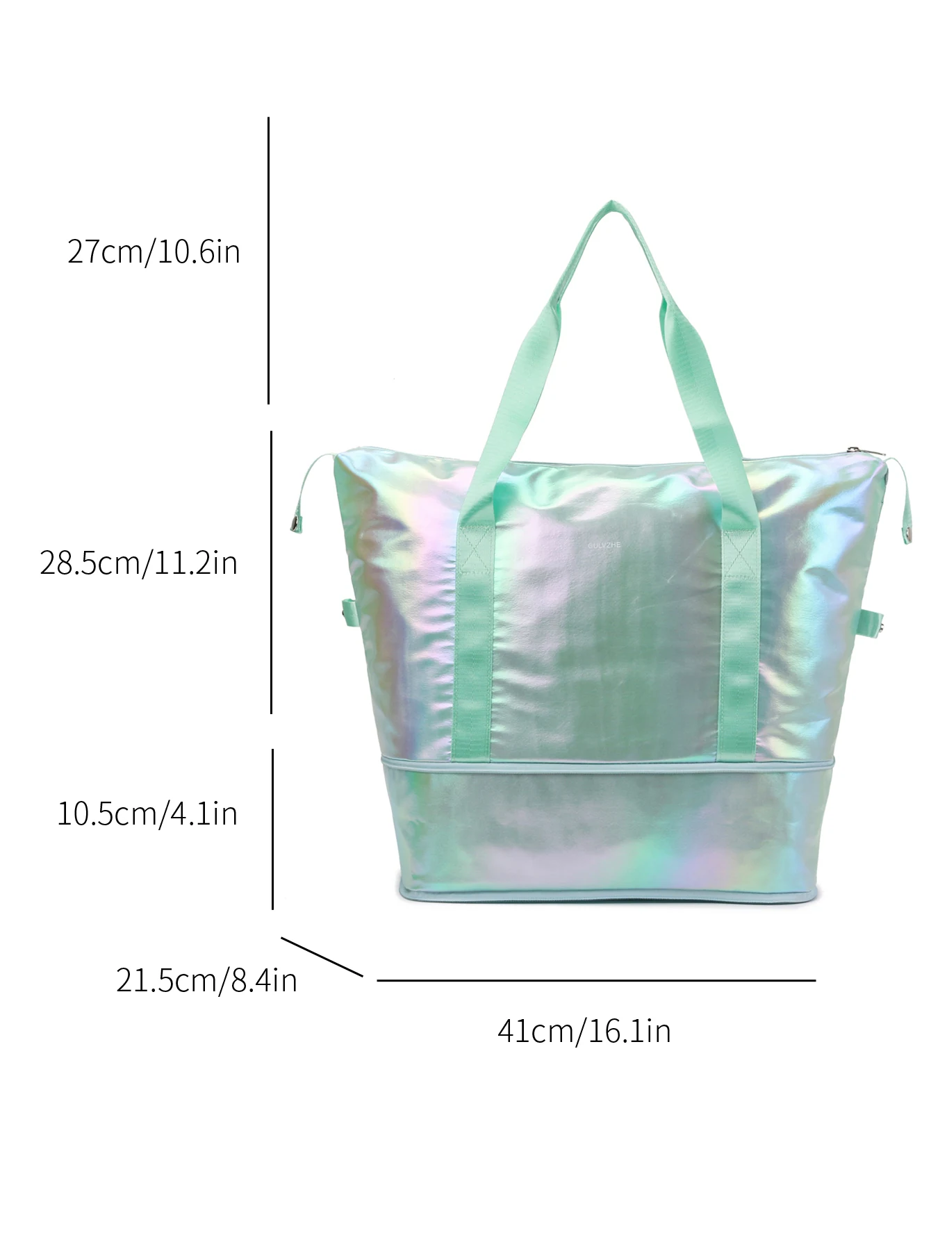 Mermaid Pearlescent Expandable Travel Tote Green color SKU reference