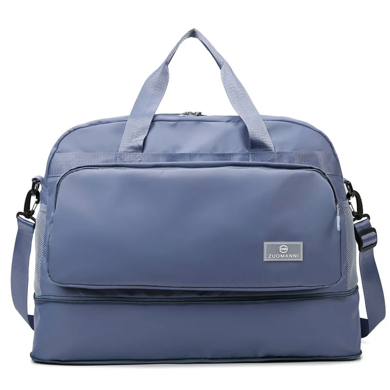 Expandable Polyester Travel Duffel with Luggage Sleeve Sky blue color SKU reference