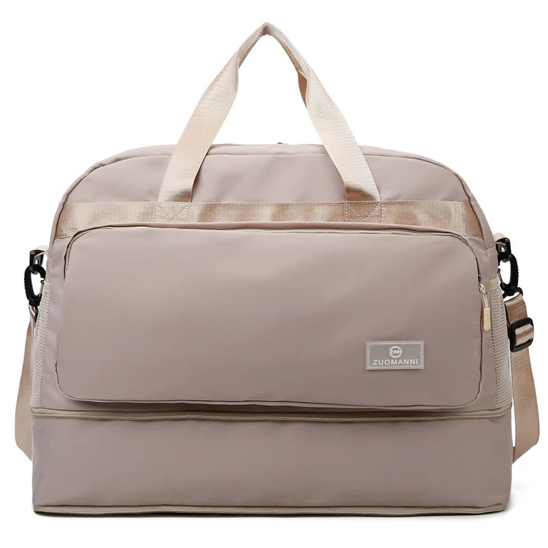 Expandable Polyester Travel Duffel with Luggage Sleeve Beige color SKU reference