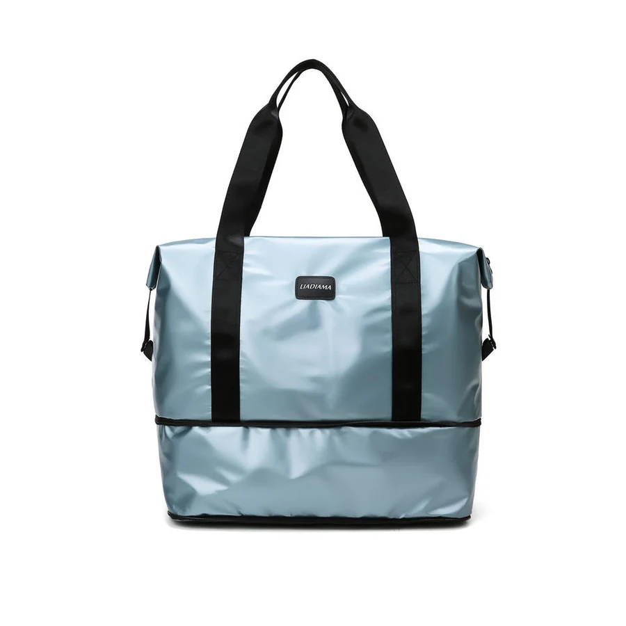 Pearlescent Expandable Weekender Tote with Wet/Dry Storage Light Blue color SKU reference