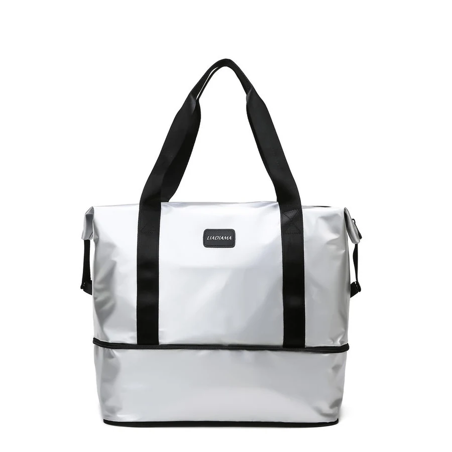 Pearlescent Expandable Weekender Tote with Wet/Dry Storage Silver color SKU reference
