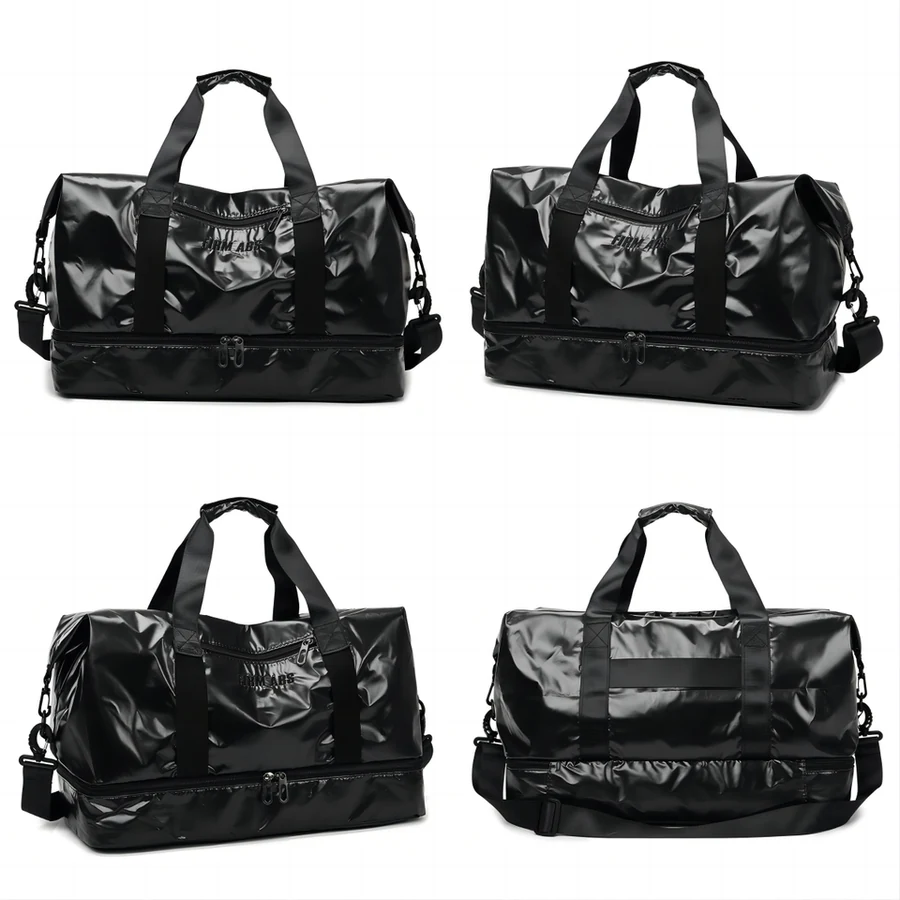 PU Gym & Travel Duffel with Yoga Mat Carrier Black color SKU reference