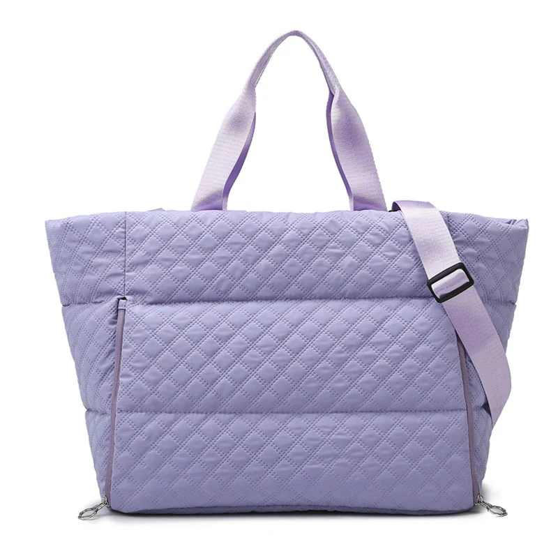 Quilted Puffer Weekender Travel Duffel Purple color SKU reference