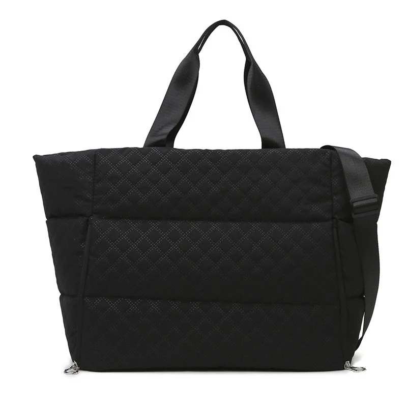Quilted Puffer Weekender Travel Duffel Black color SKU reference