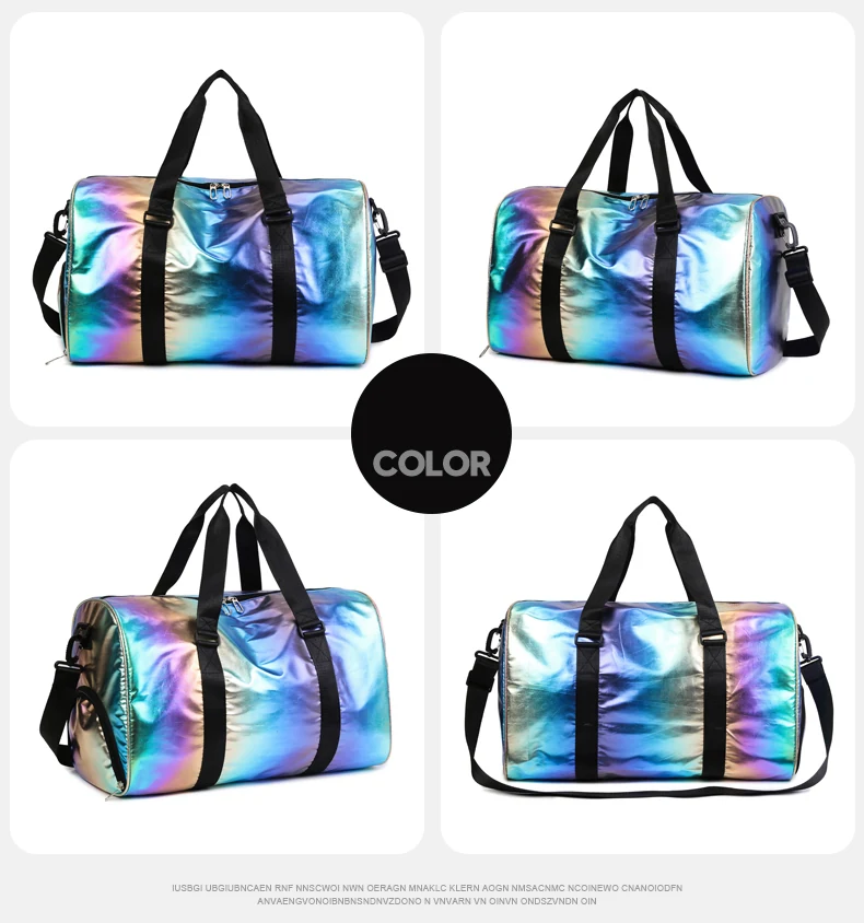 Mermaid-Gradient Pearlescent Overnight Duffle Black color SKU reference