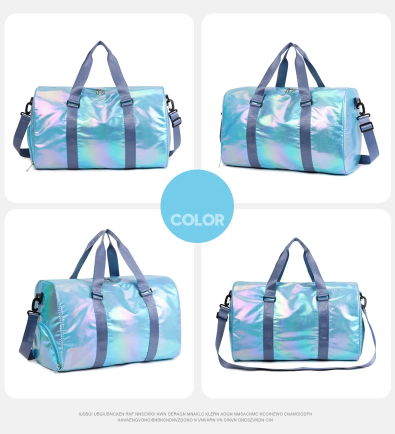Mermaid-Gradient Pearlescent Overnight Duffle Light blue color SKU reference