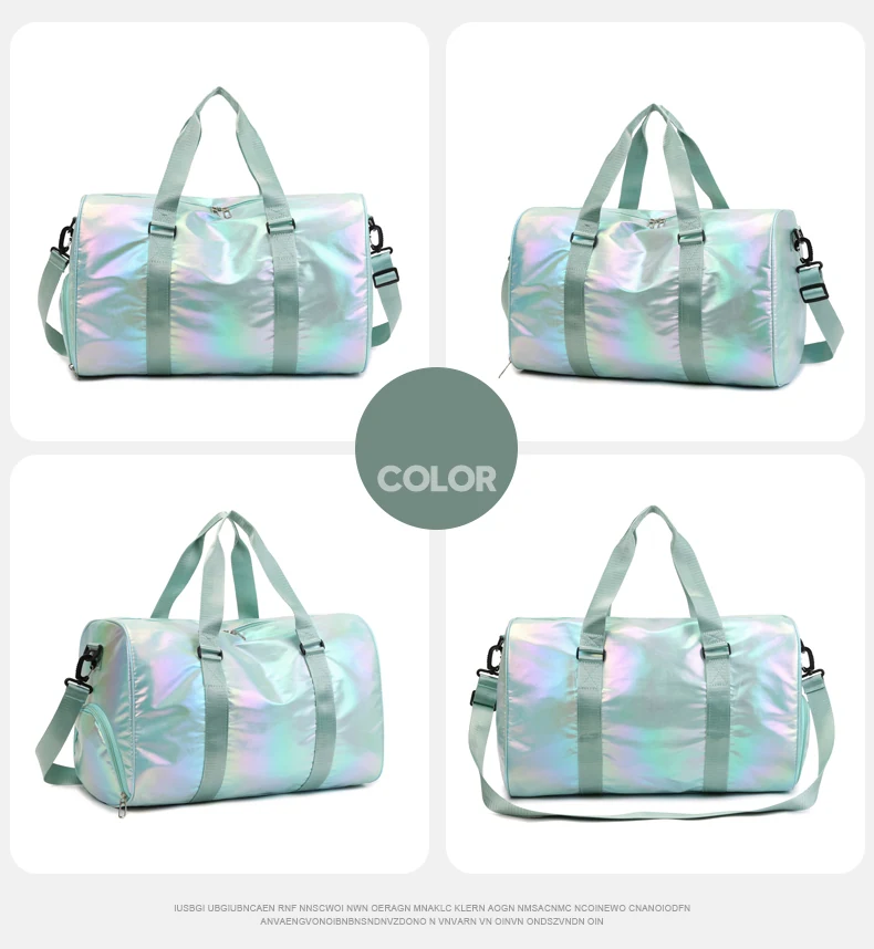 Mermaid-Gradient Pearlescent Overnight Duffle Light green color SKU reference