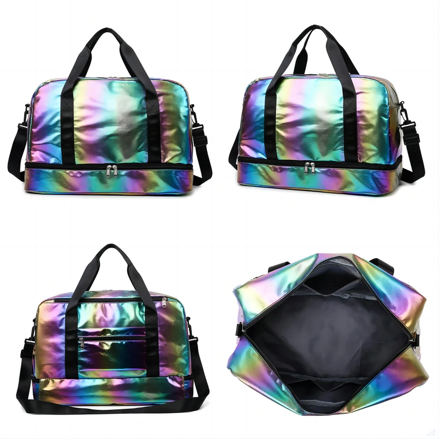 Rainbow Gym Duffel with Yoga-Mat Carry & Shoe Storage Black color SKU reference