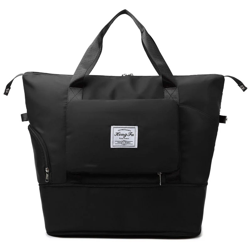 Expandable Weekender Duffel with Shoe Compartment Black color SKU reference