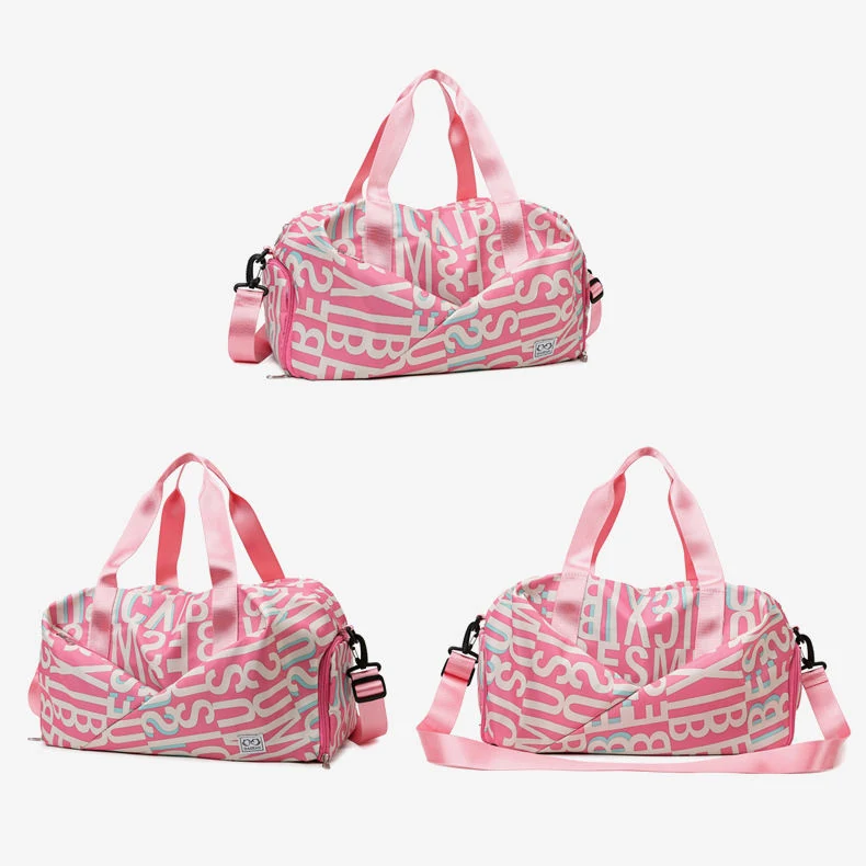 Letter-Print Gym Weekender with Shoe Compartment Pink color SKU reference