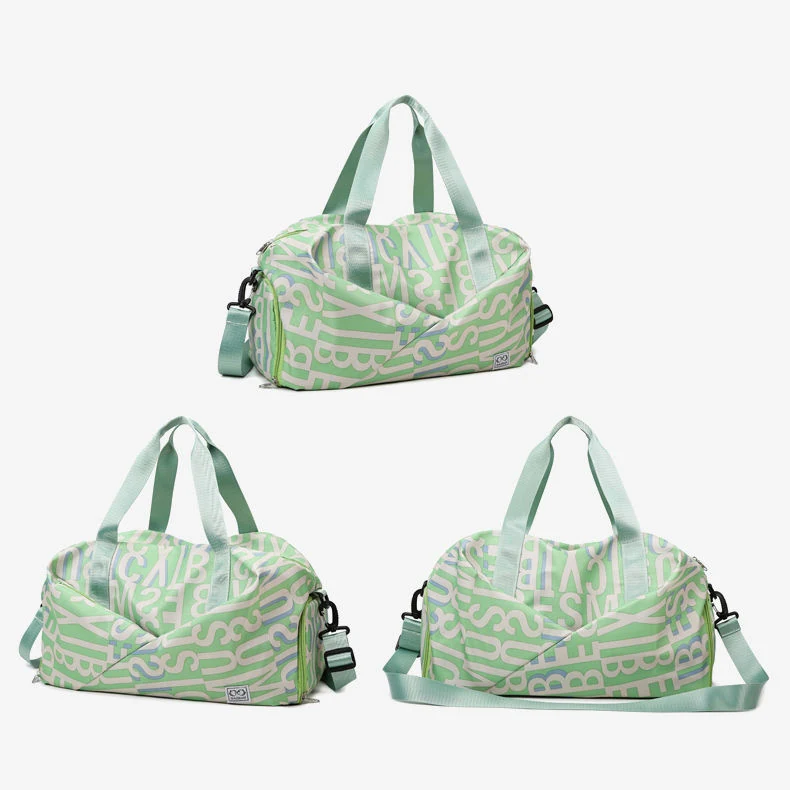 Letter-Print Gym Weekender with Shoe Compartment Green color SKU reference