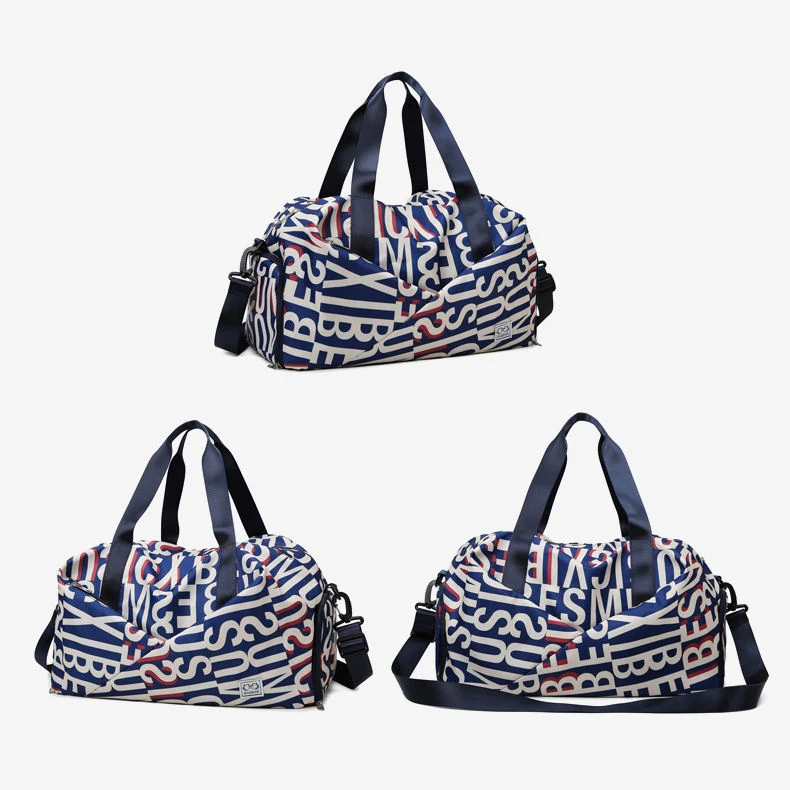Letter-Print Gym Weekender with Shoe Compartment Navy color SKU reference