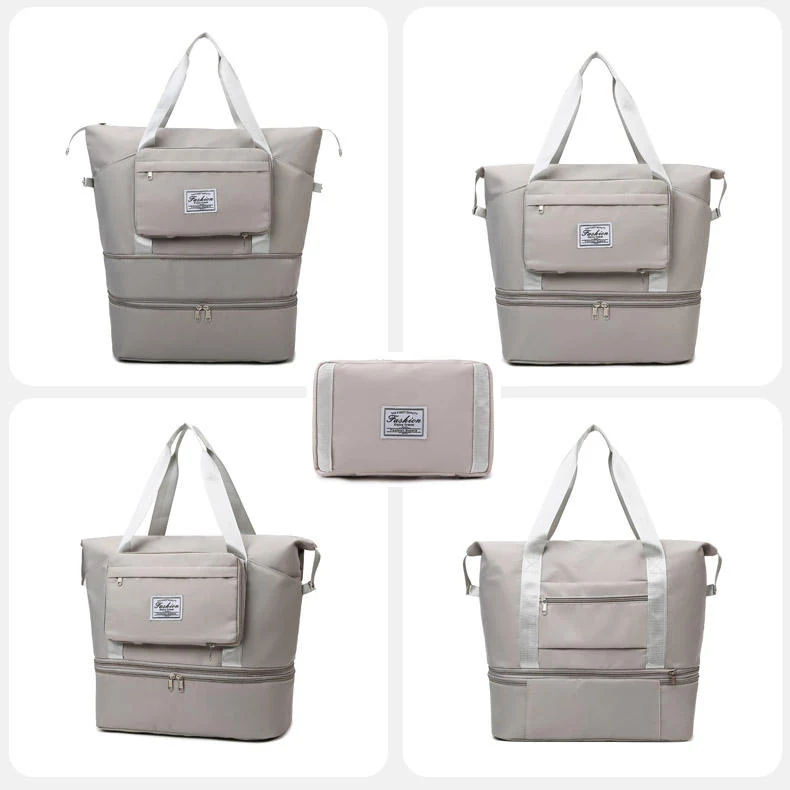 Foldable Expandable Gym Duffel with Shoe Pocket Gray color SKU reference
