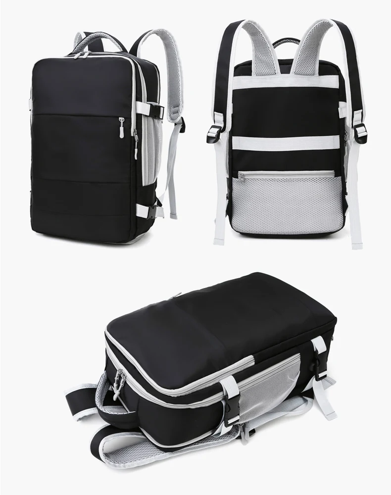 Business Travel Backpack with Breathable Shoe Pocket Black color SKU reference