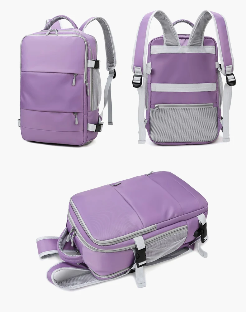 Business Travel Backpack with Breathable Shoe Pocket Purple color SKU reference