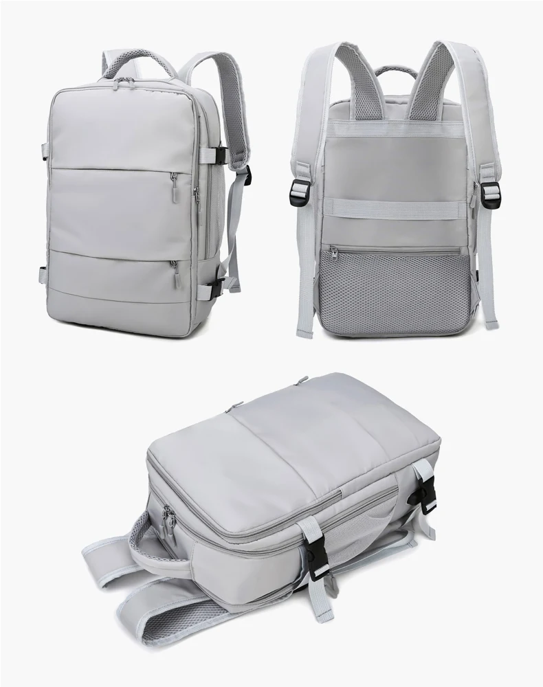 Business Travel Backpack with Breathable Shoe Pocket Gray color SKU reference