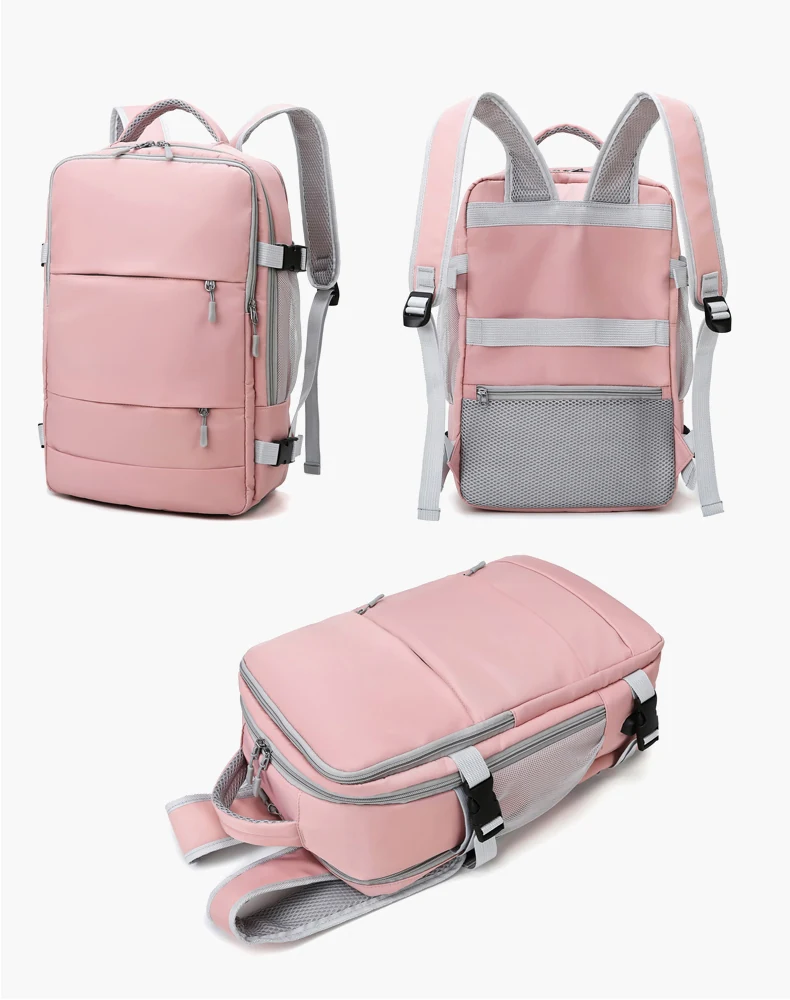 Business Travel Backpack with Breathable Shoe Pocket Pink color SKU reference