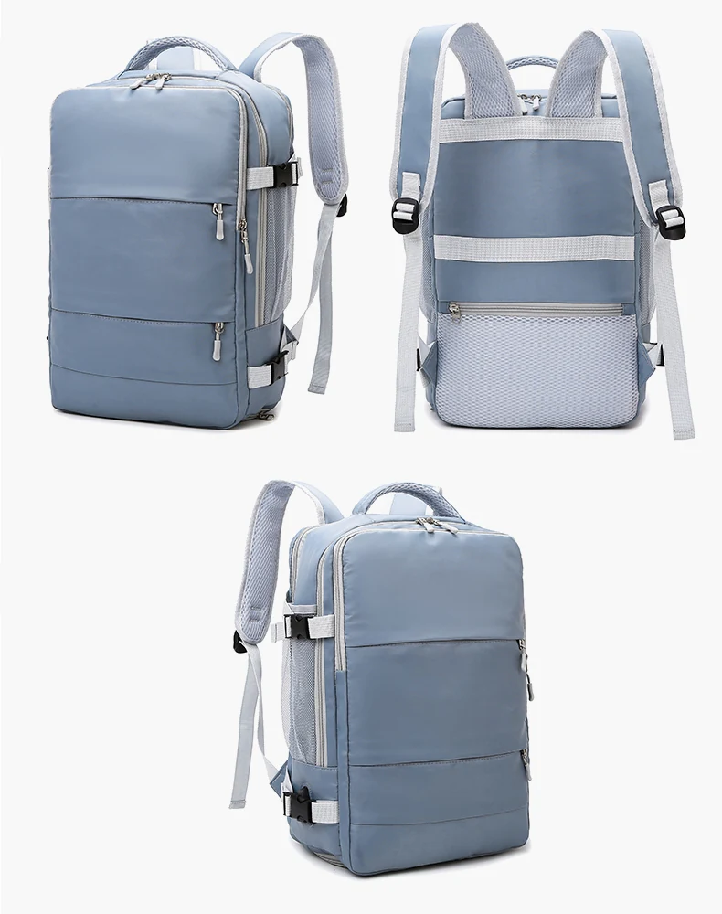 Business Travel Backpack with Breathable Shoe Pocket Light blue color SKU reference