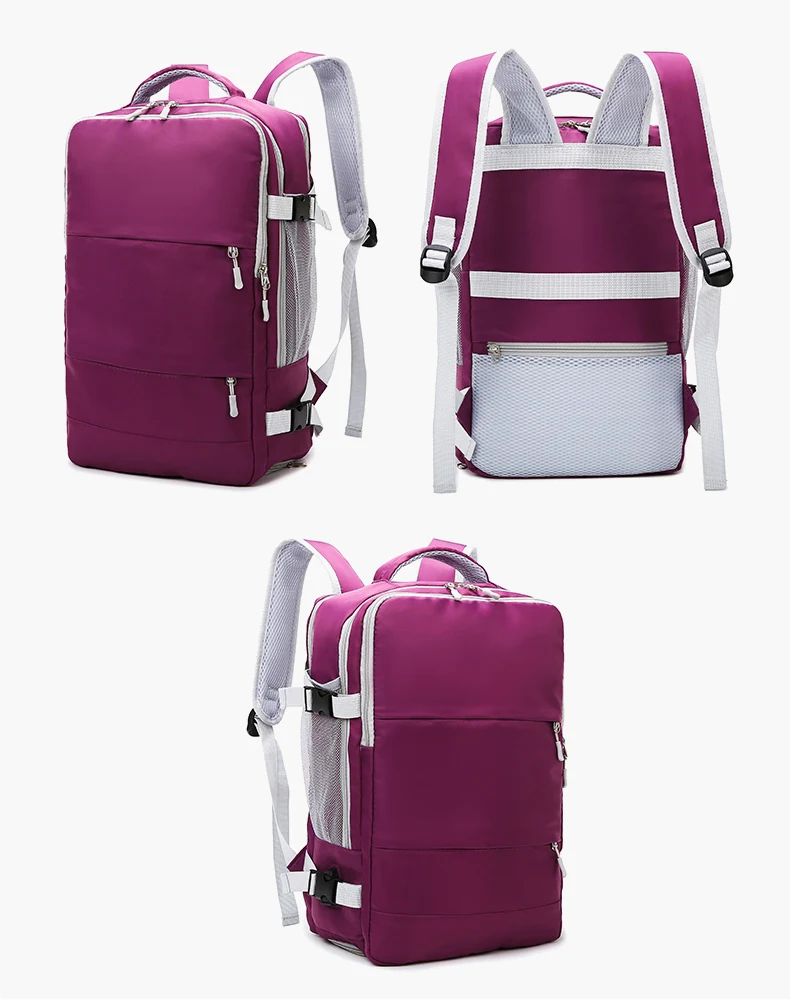 Business Travel Backpack with Breathable Shoe Pocket Burgundy color SKU reference