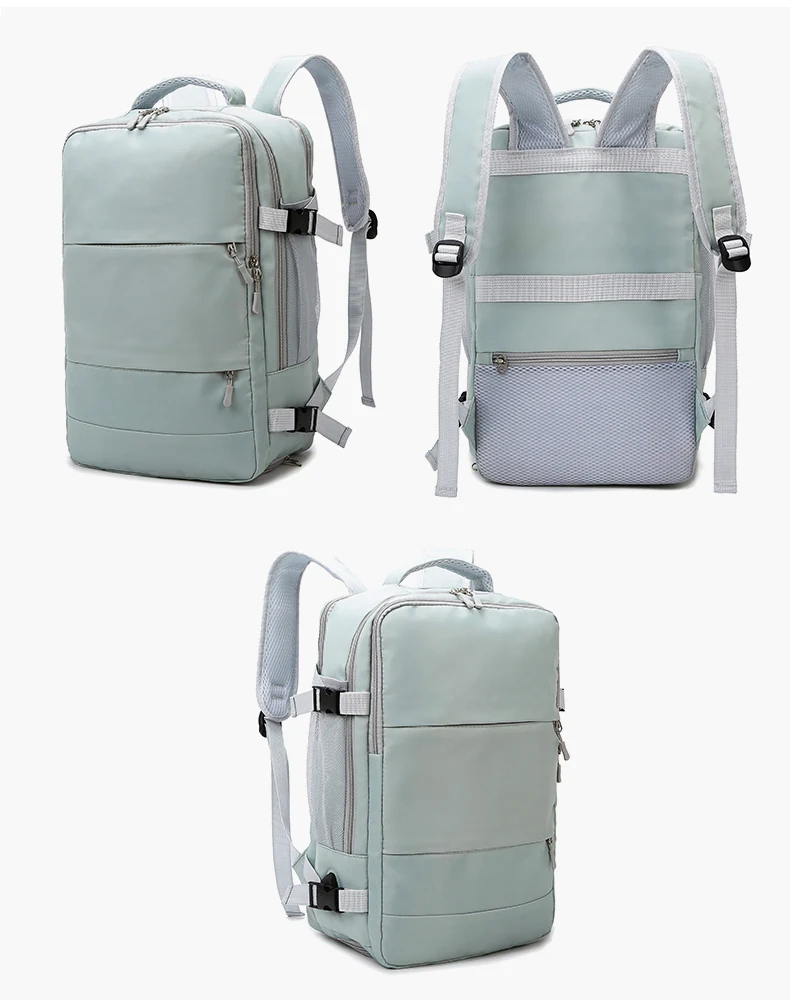 Business Travel Backpack with Breathable Shoe Pocket Light green color SKU reference