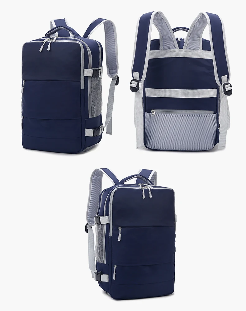 Business Travel Backpack with Breathable Shoe Pocket Navy color SKU reference