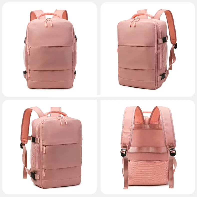 Business Travel Backpack with Breathable Shoe Pocket Dark Pink color SKU reference