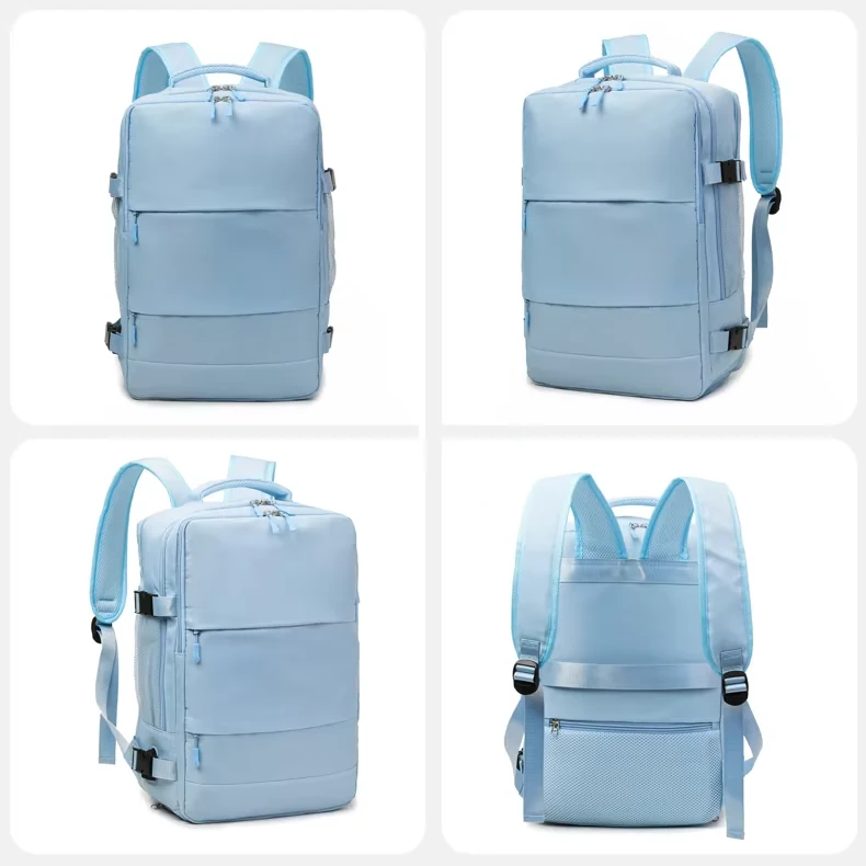 Business Travel Backpack with Breathable Shoe Pocket Sky blue color SKU reference